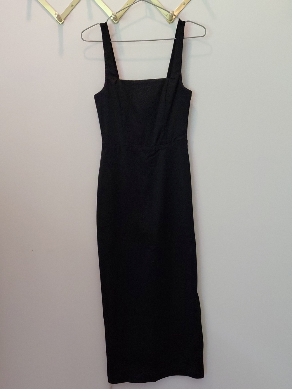 Abercrombie & Fitch XS Black Square-Neck Midi Dress